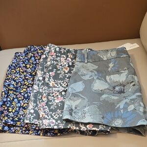 Calvin Klein Blue and Gray Skorts with Floral Patterns